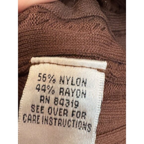 Caché Brown Cowl Neck Sweater Womens M Nylon/Rayon Ribbed Studded Detail Long Sl - Picture 2 of 7